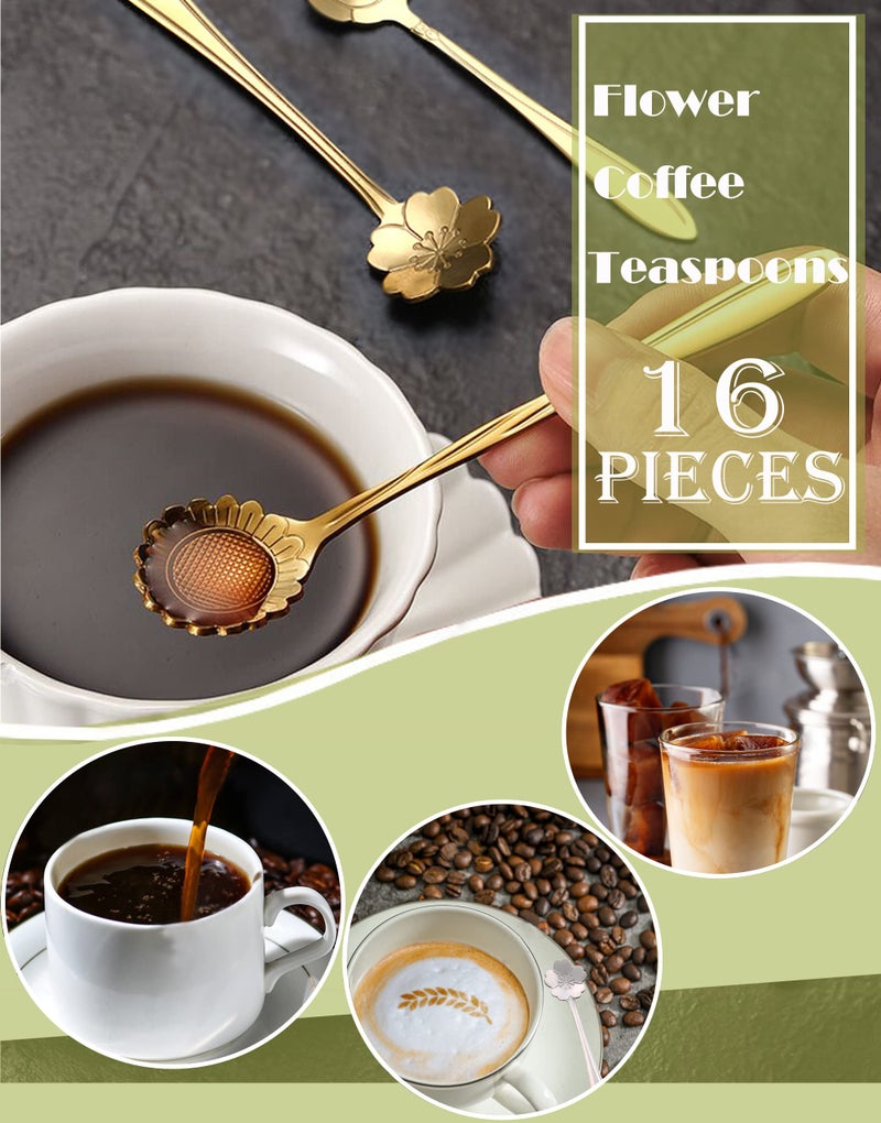 ESRISE 16 Pcs Teaspoon Tea Spoons, ESRISE Stainless Steel Cute Coffee Spoon for Tea Party Decorations (Gold) - Image 4